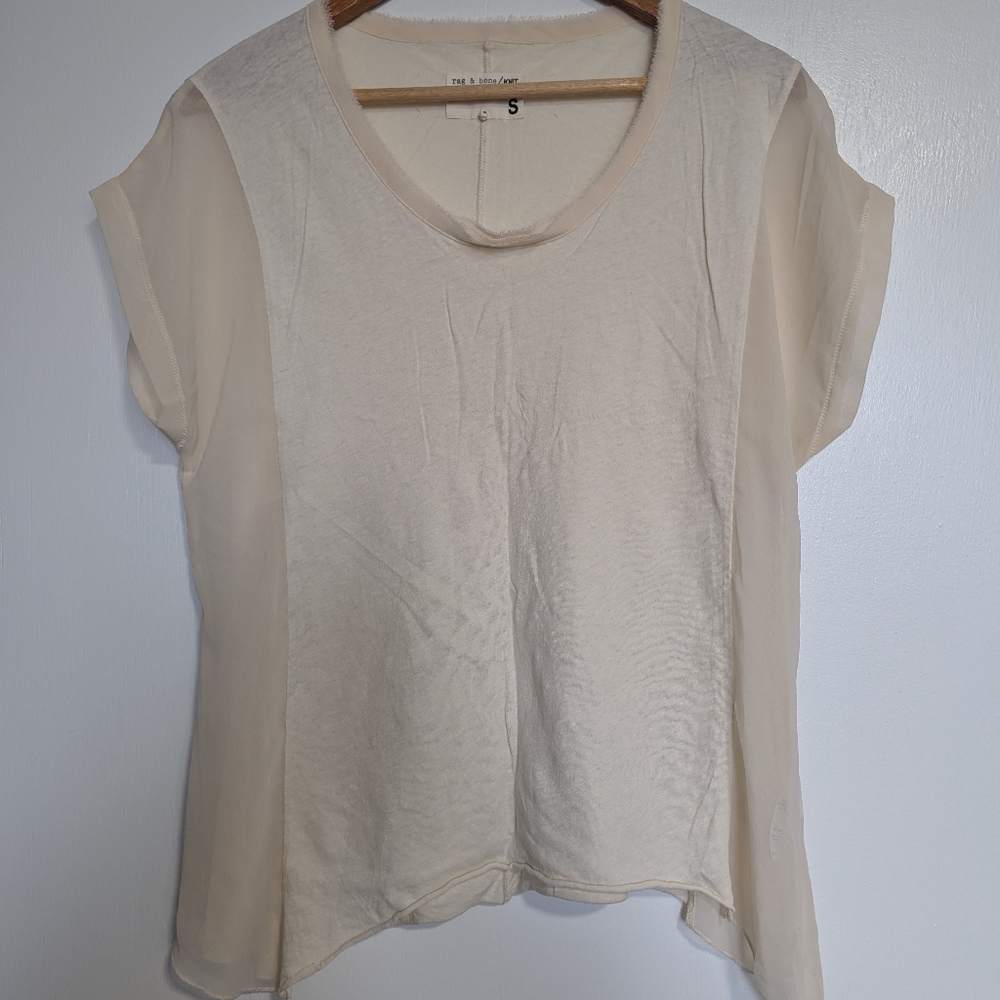 Rag & Bone Knit Top With Sheer Side Panels and Sleeves